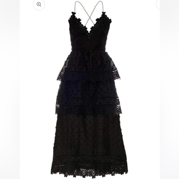 Self-Portrait “Ivy” Cotton Swiss Dot Dress with Lace - Picture 2 of 7